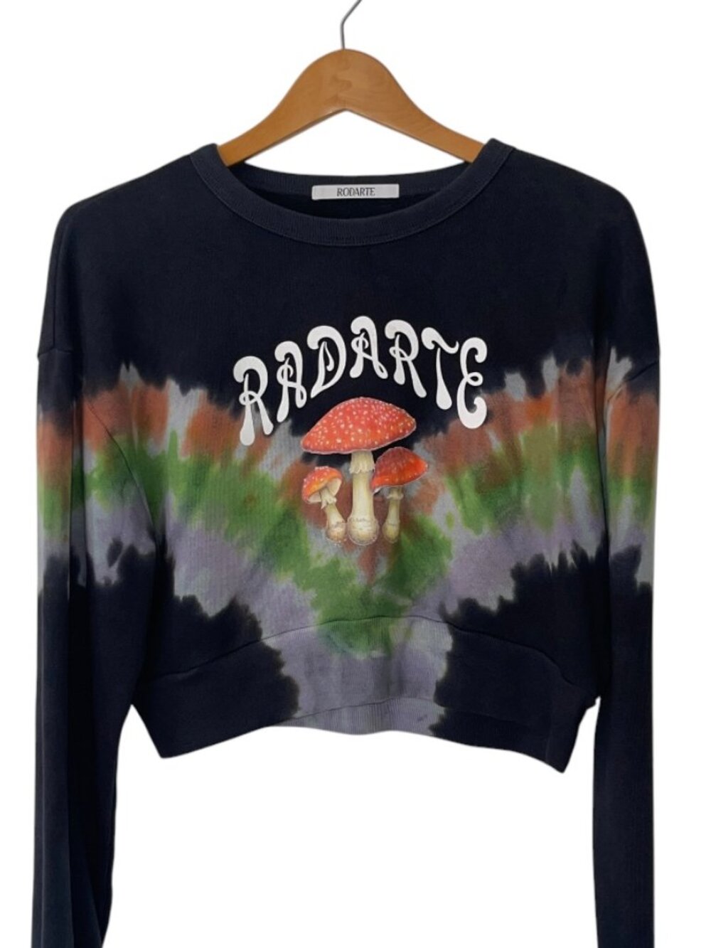 Tie Dye Mushroom Print Radarte Crop Sweatshirt